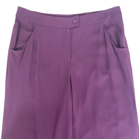 Eileen Fisher Silk Georgette Crepe Trouser Pants Straight Leg Medium Minimalist - Picture 3 of 12